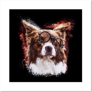 Border Collie dog watercolor Posters and Art